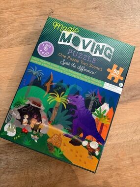 Magic Moving Puzzle - Purple & Green Dinosaur Scene (50 pcs)